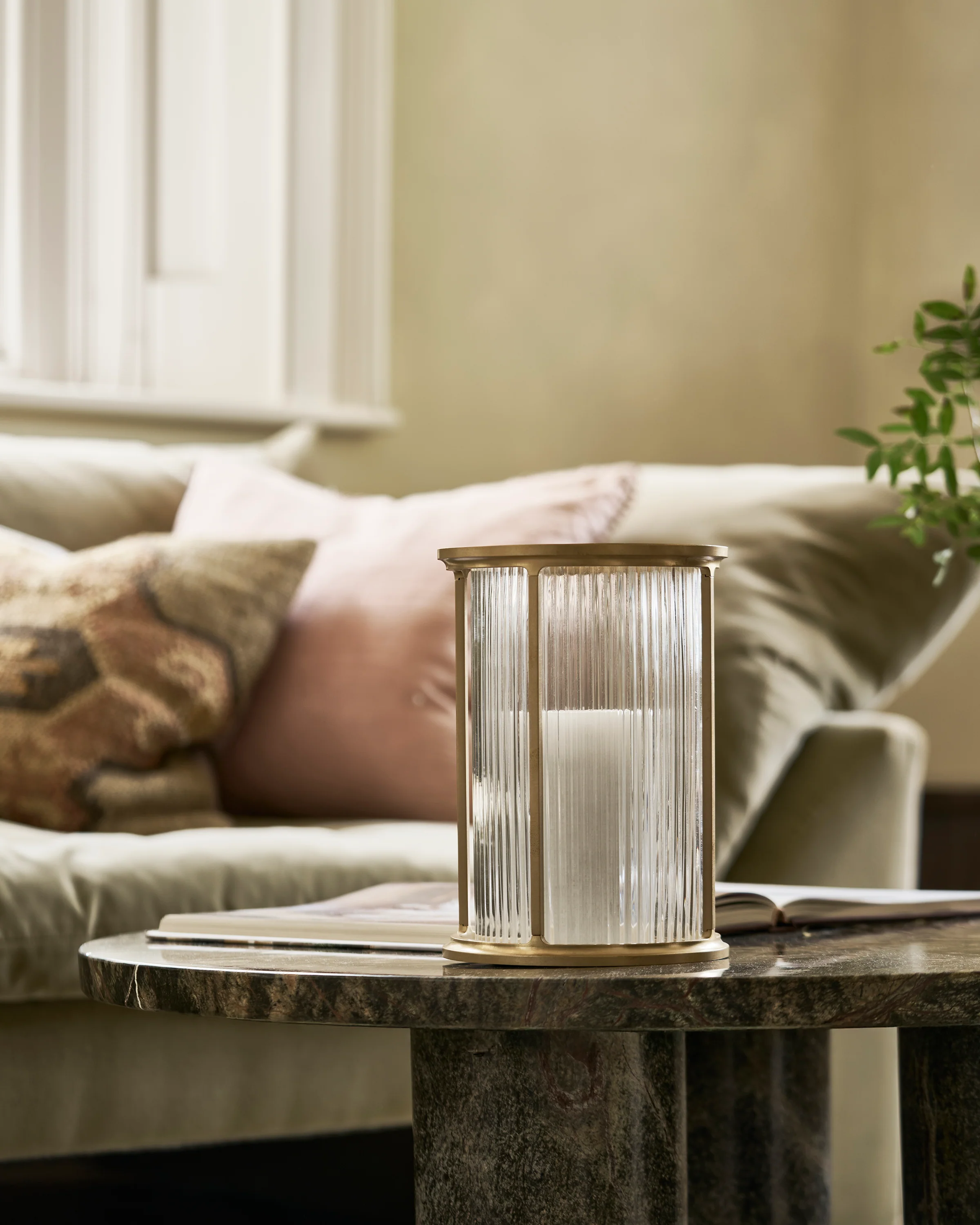 Battersea Candle Lantern Fluted Glass - Antique Brass - Image 4