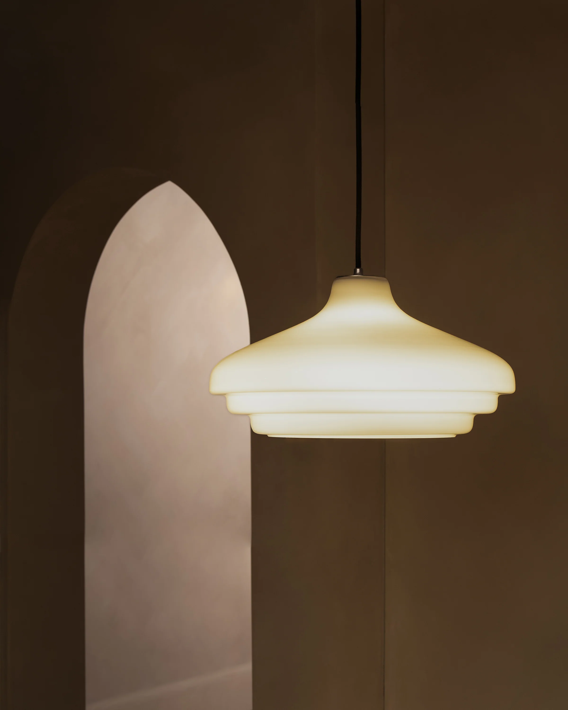 Brookfield Large Pendant Light Opal Glass - Polished Nickel - Image 3