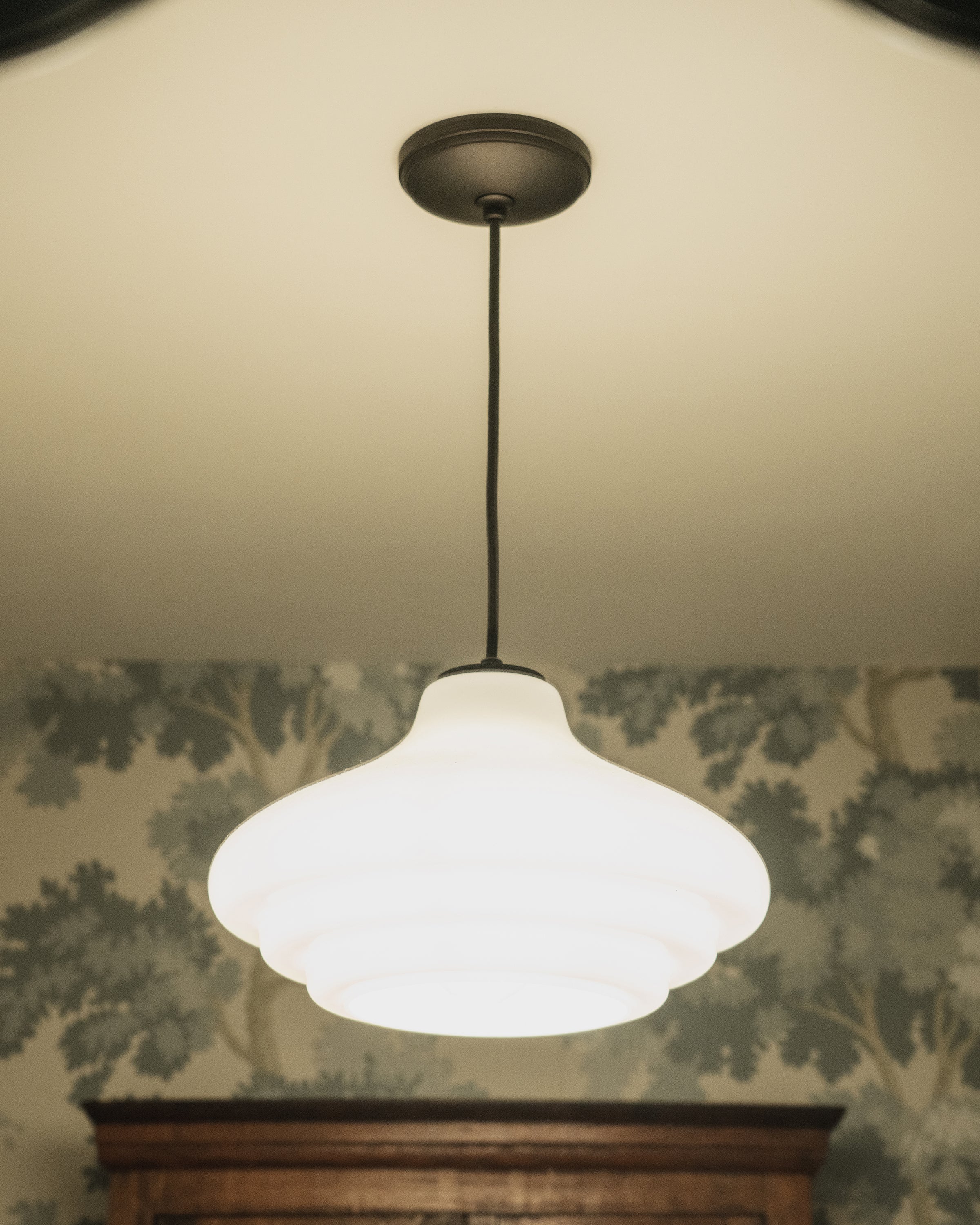 Brookfield Medium Pendant Light Opal Glass - Bronze - Image 3