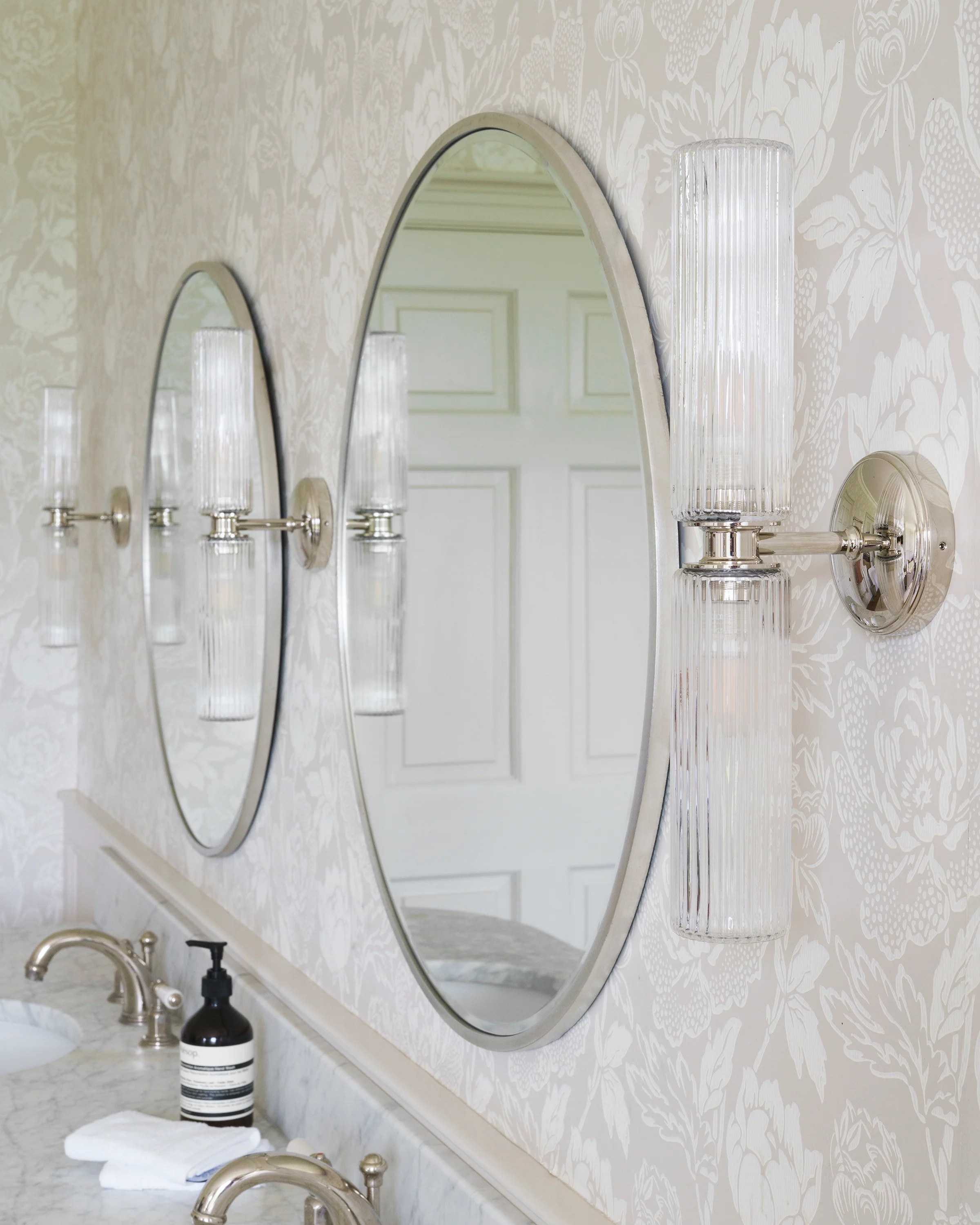 Claremont Medium Wall Light Fluted Glass - Polished Nickel - Image 2
