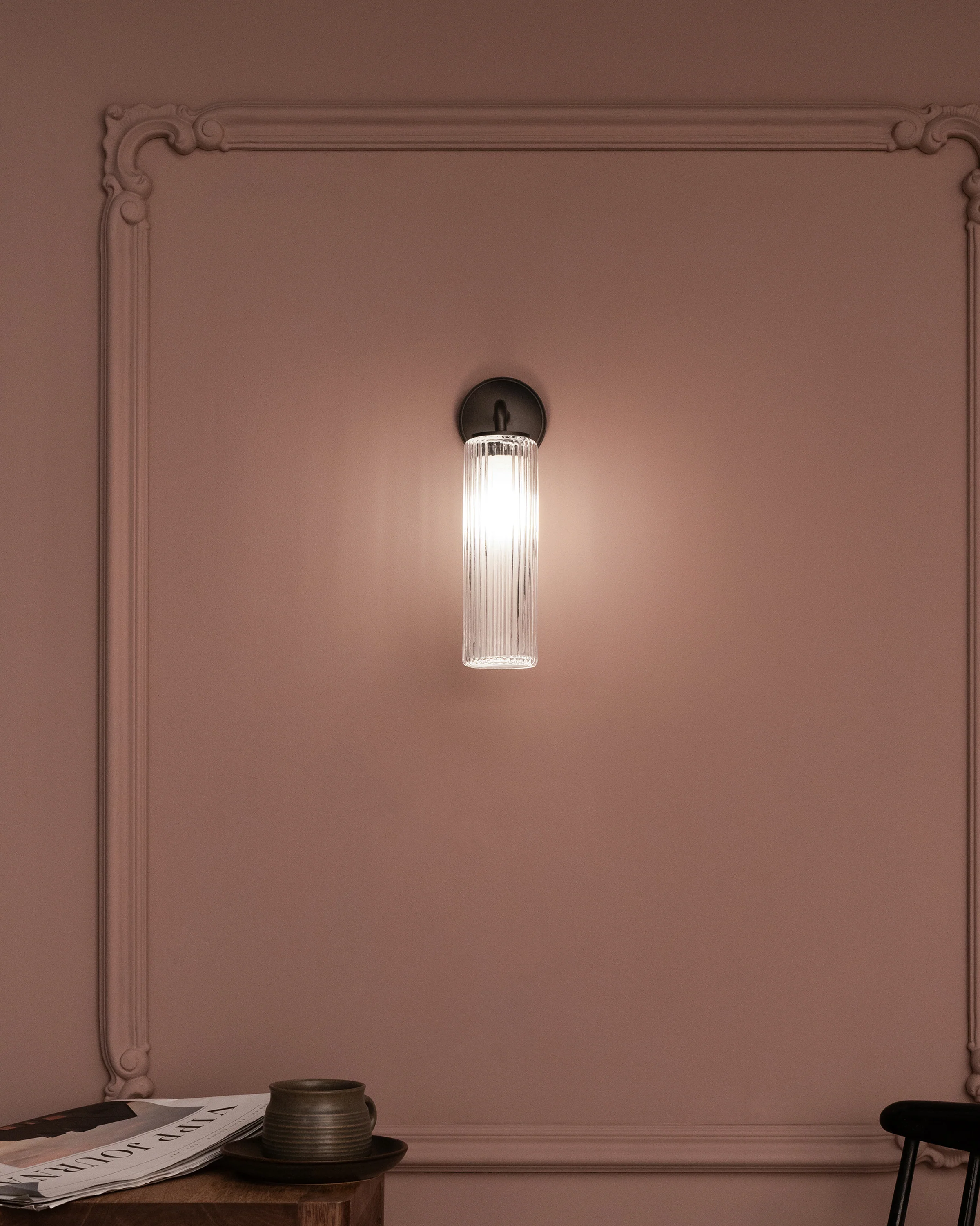 Claremont Small Wall Light Fluted Glass - Bronze - Image 4
