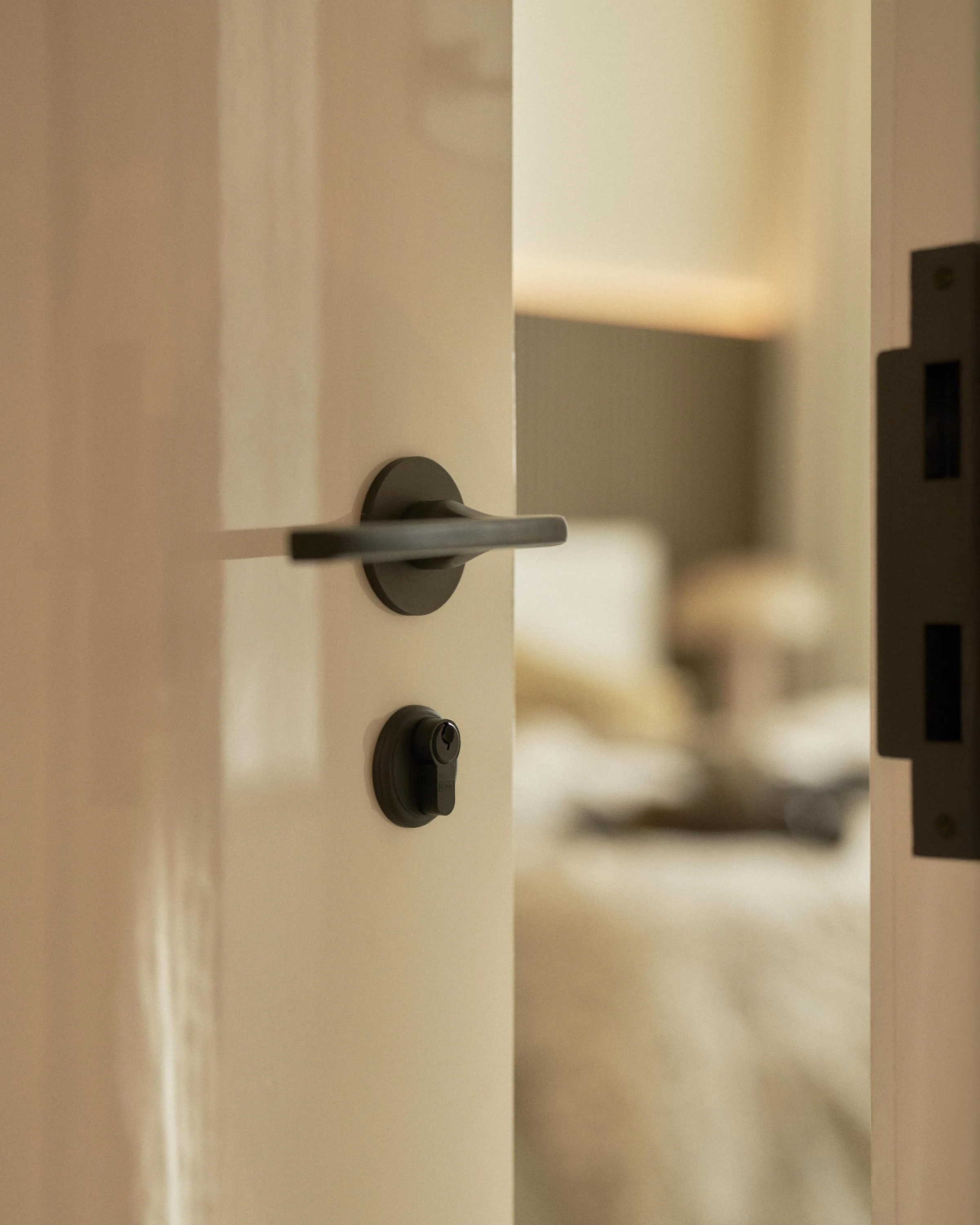Clayton Sprung Door Handle With Flush Rose - Bronze - Image 3