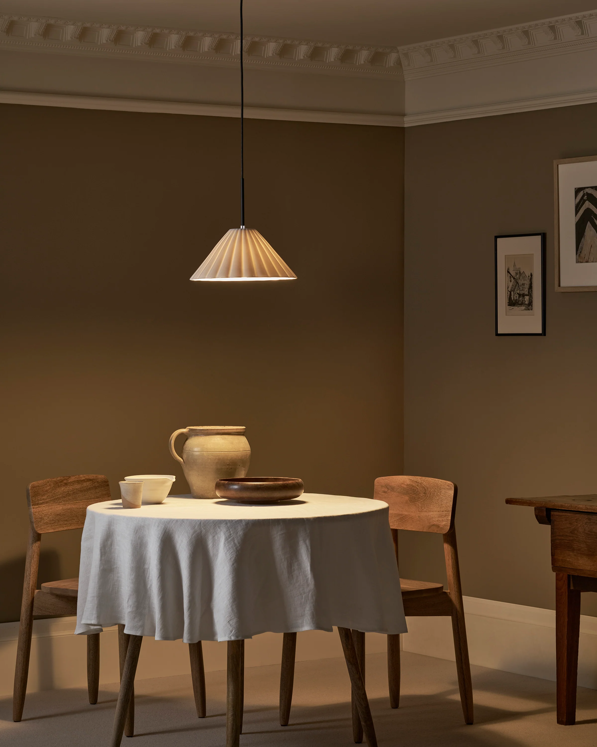 Cotswold Medium Pendant Light Fine Porcelain - Polished Nickel - Image 4