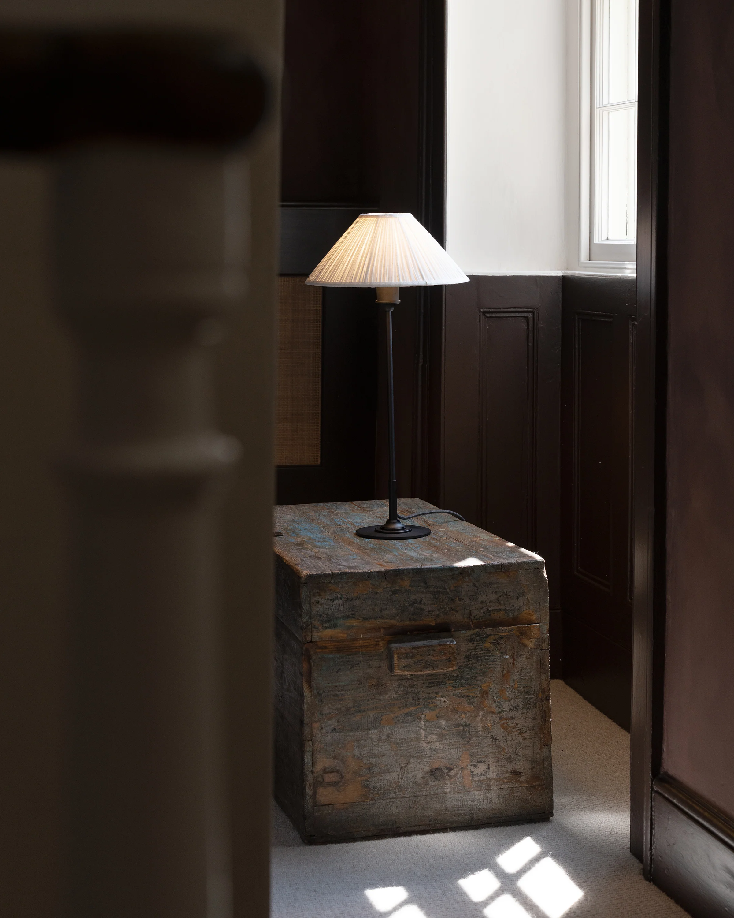Cotswold Medium Table Lamp Pleated Alabaster White - Bronze - Image 10