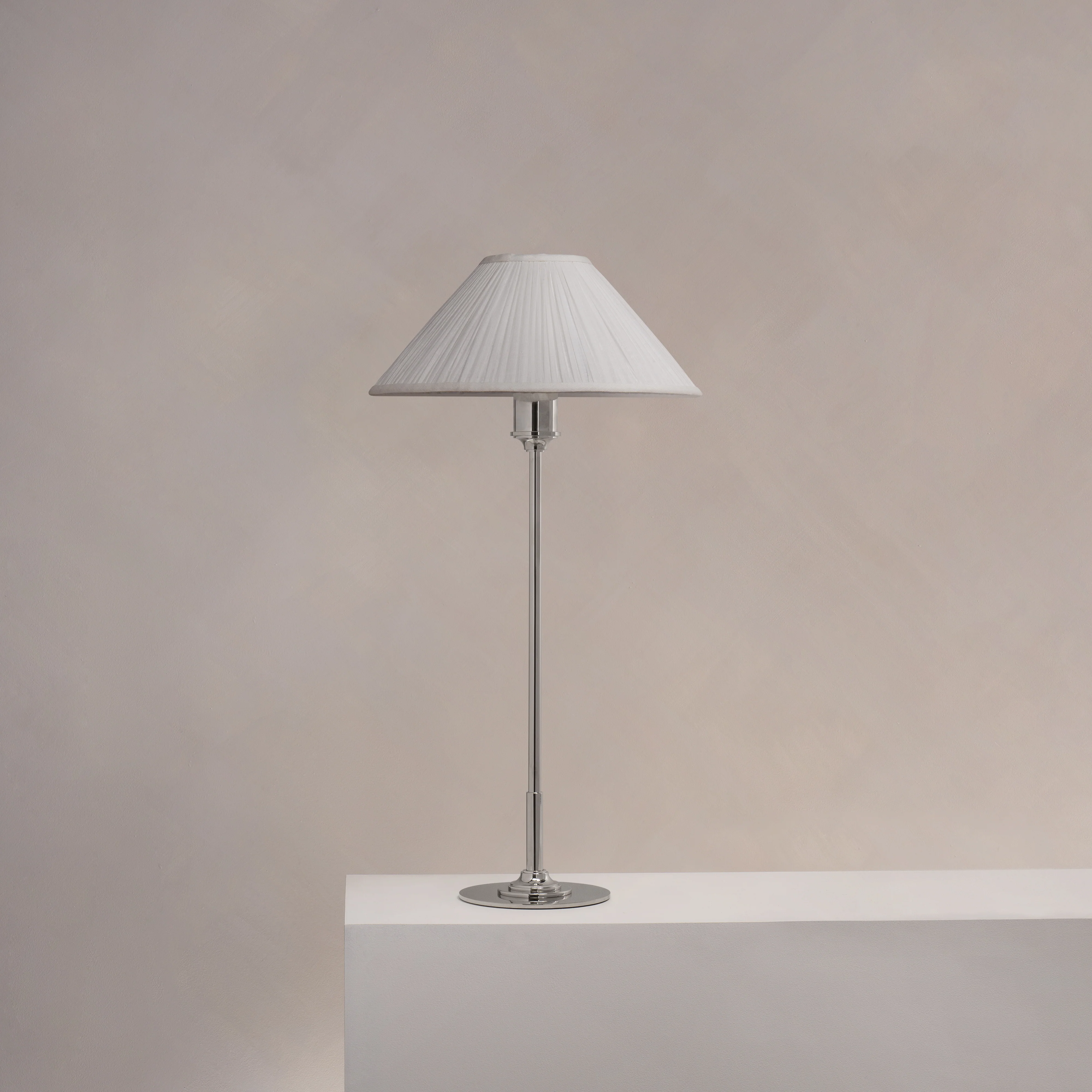 Cotswold Medium Table Lamp Pleated Alabaster White - Polished Nickel - Image 2