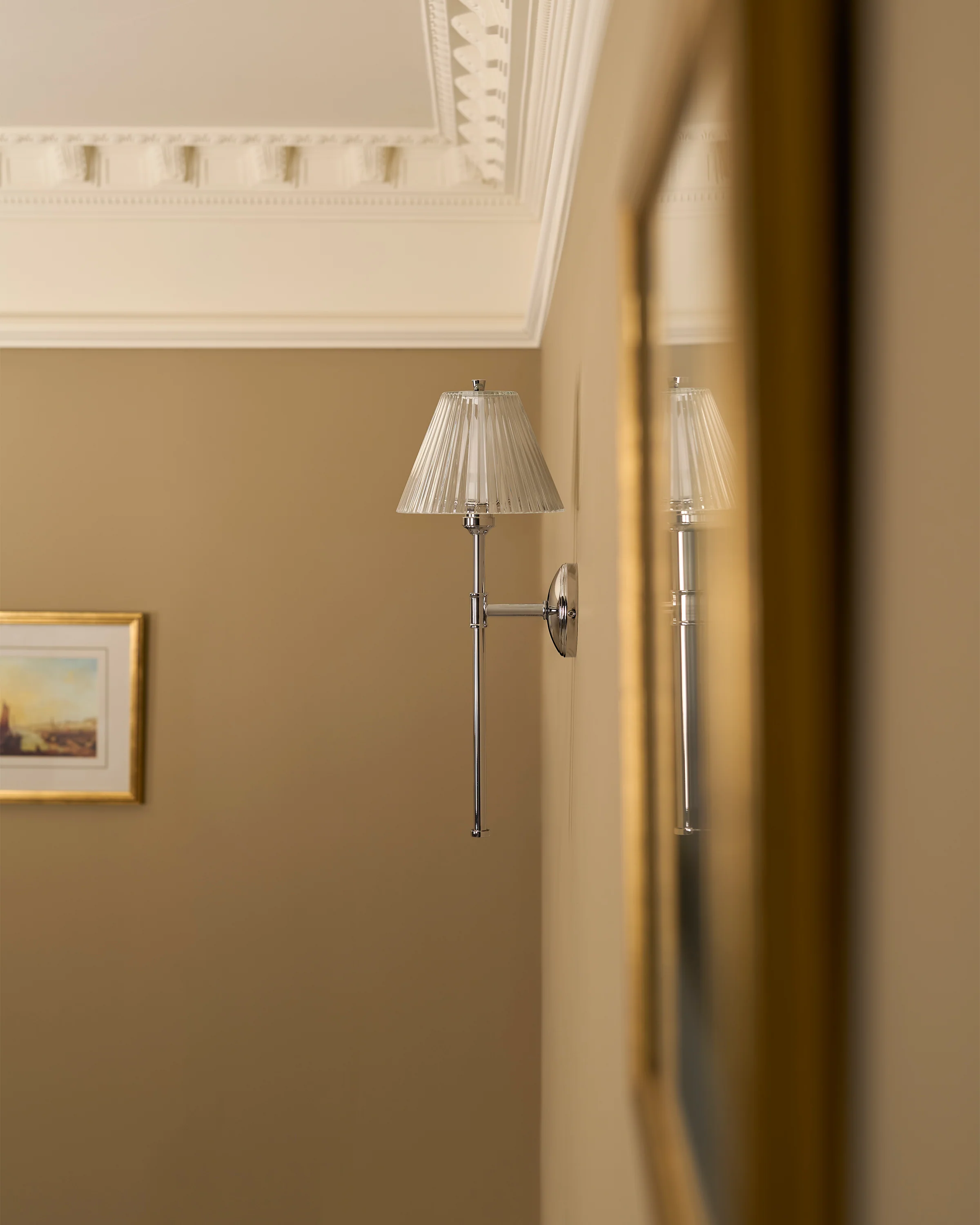 Cotswold Wall Light Fluted Glass - Polished Nickel - Image 3