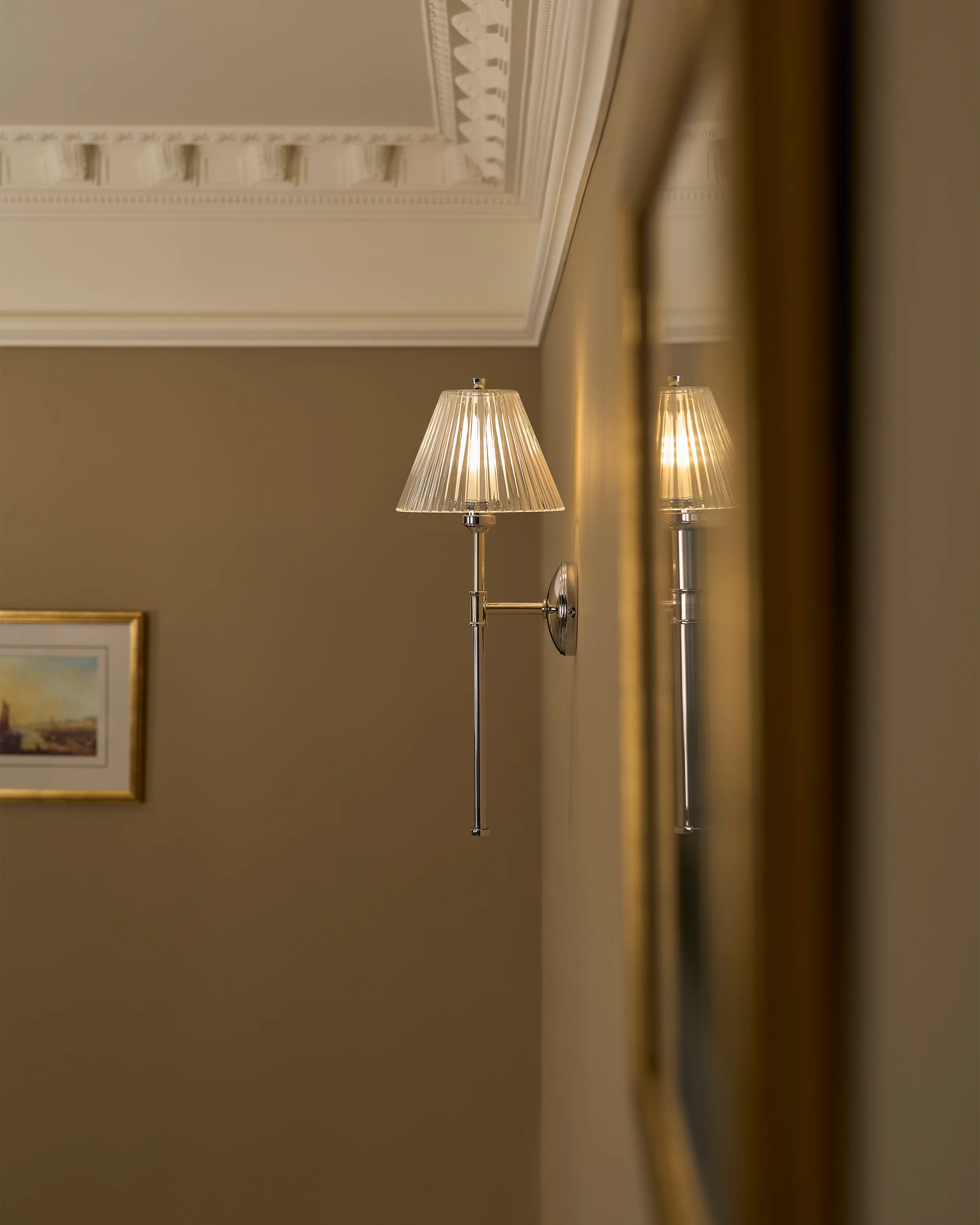 Cotswold Wall Light Fluted Glass - Polished Nickel - Image 4