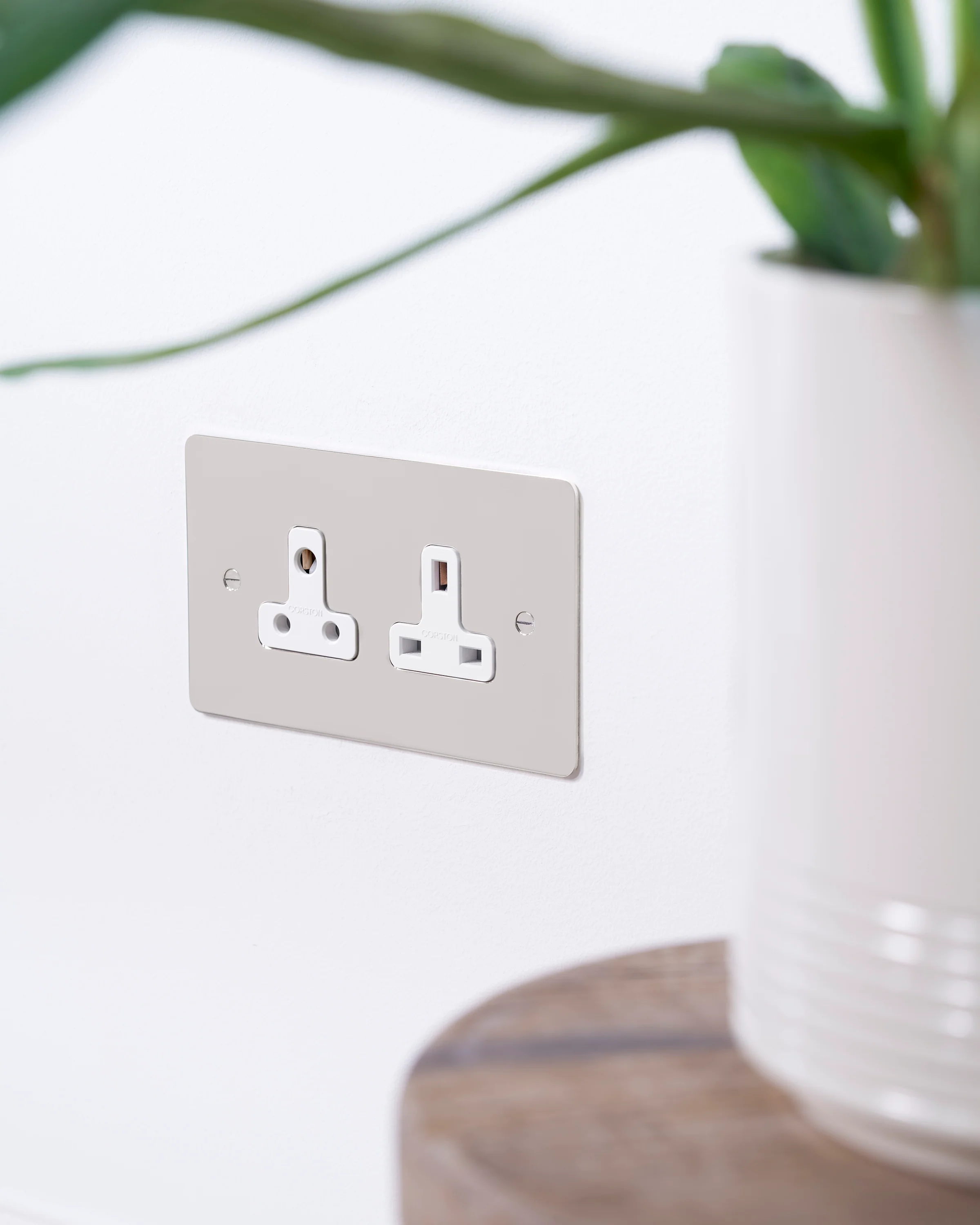 Double 13A & 5A Unswitched Socket - Polished Nickel | White - Image 4