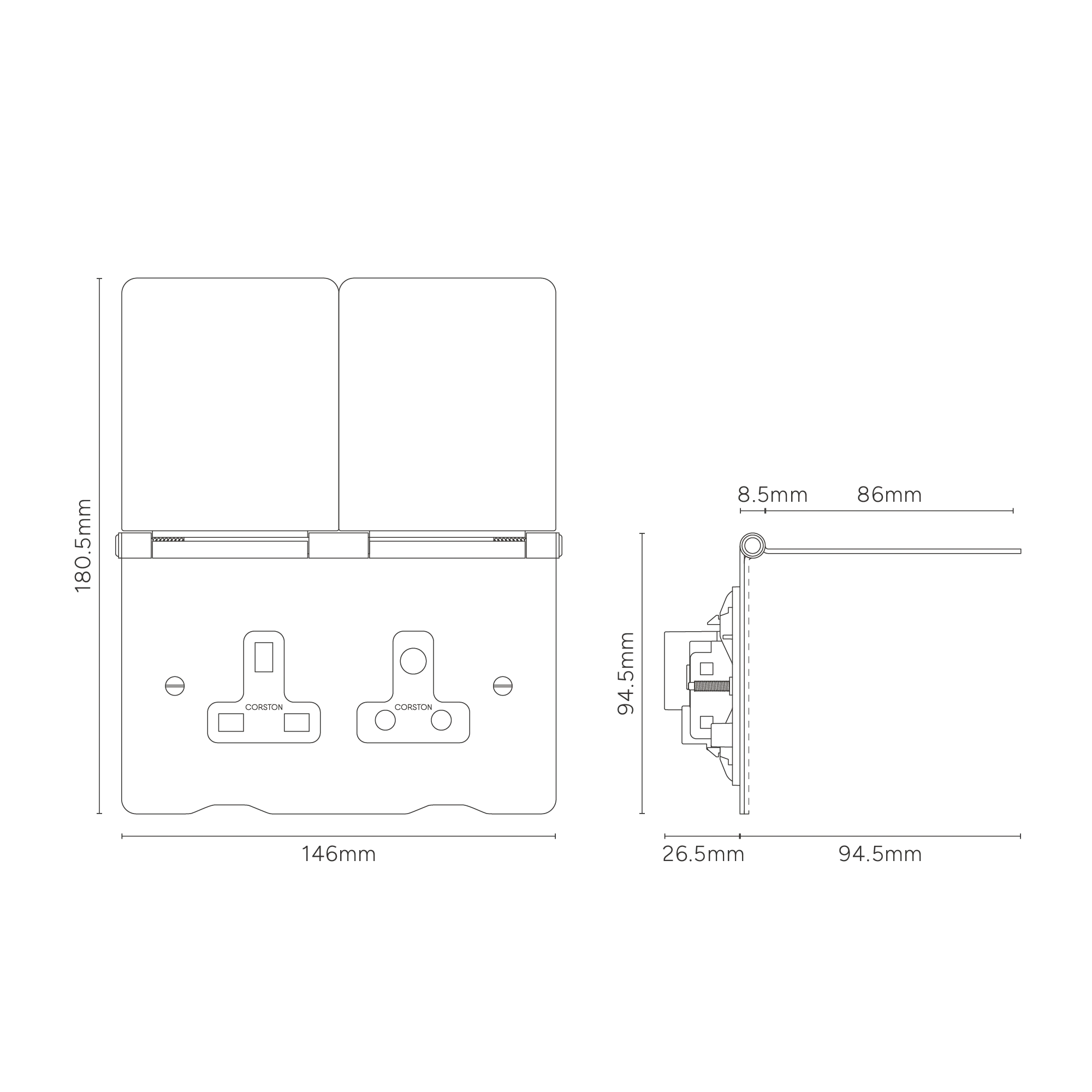 Double 2x 13A Floor Socket - Polished Nickel | Black - Image 6