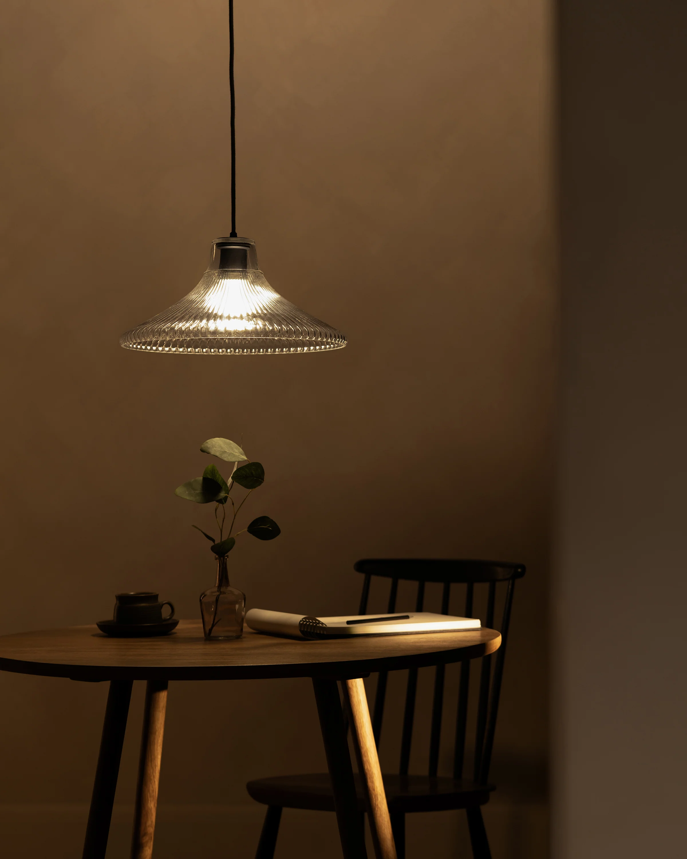 Hammersmith Large Pendant Light Fluted Glass - Bronze - Image 3
