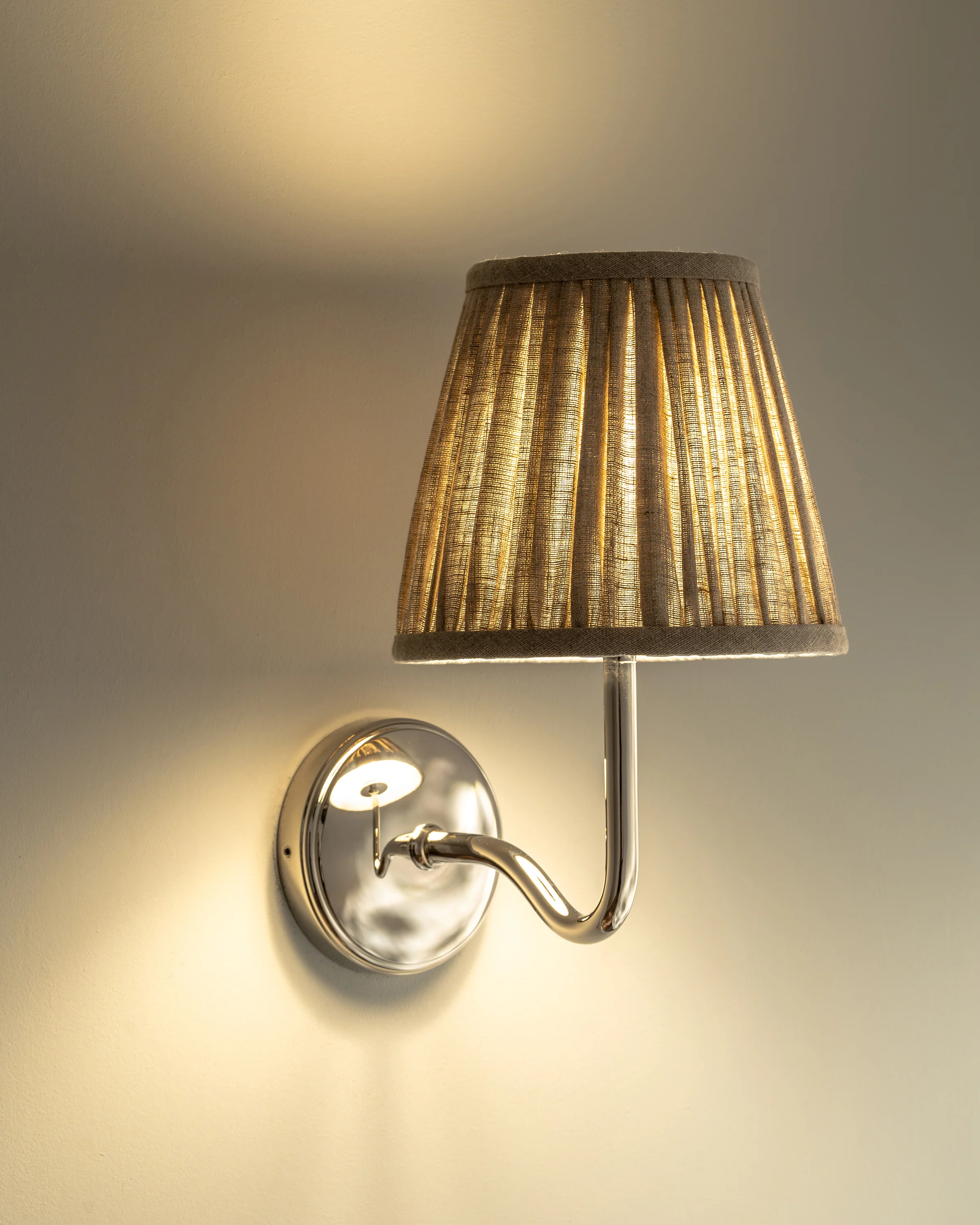 Malvern Medium Wall Light Natural Beige - Polished Nickel - Image 3