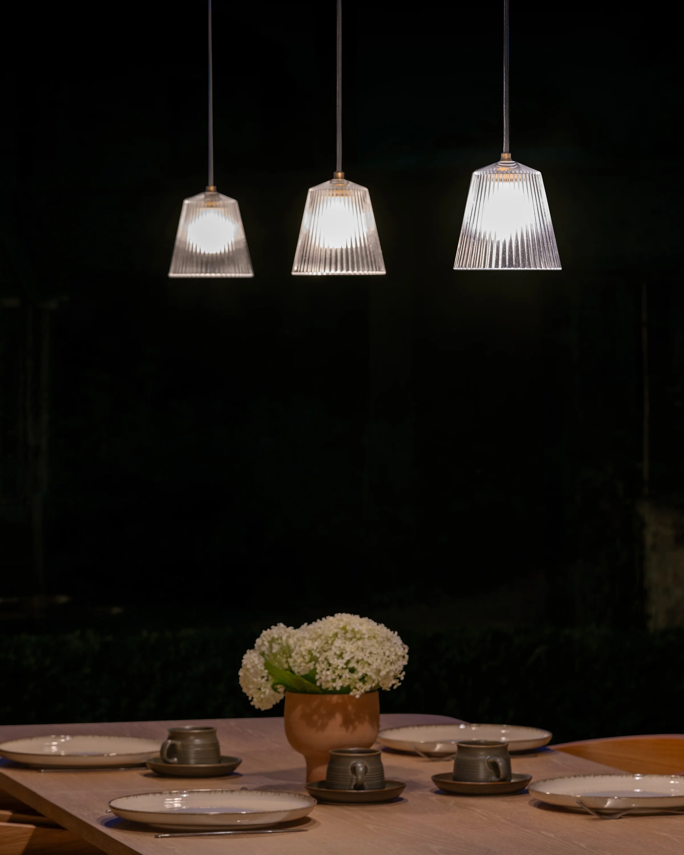 Richmond Medium Pendant Light Fluted Glass - Antique Brass - Image 3