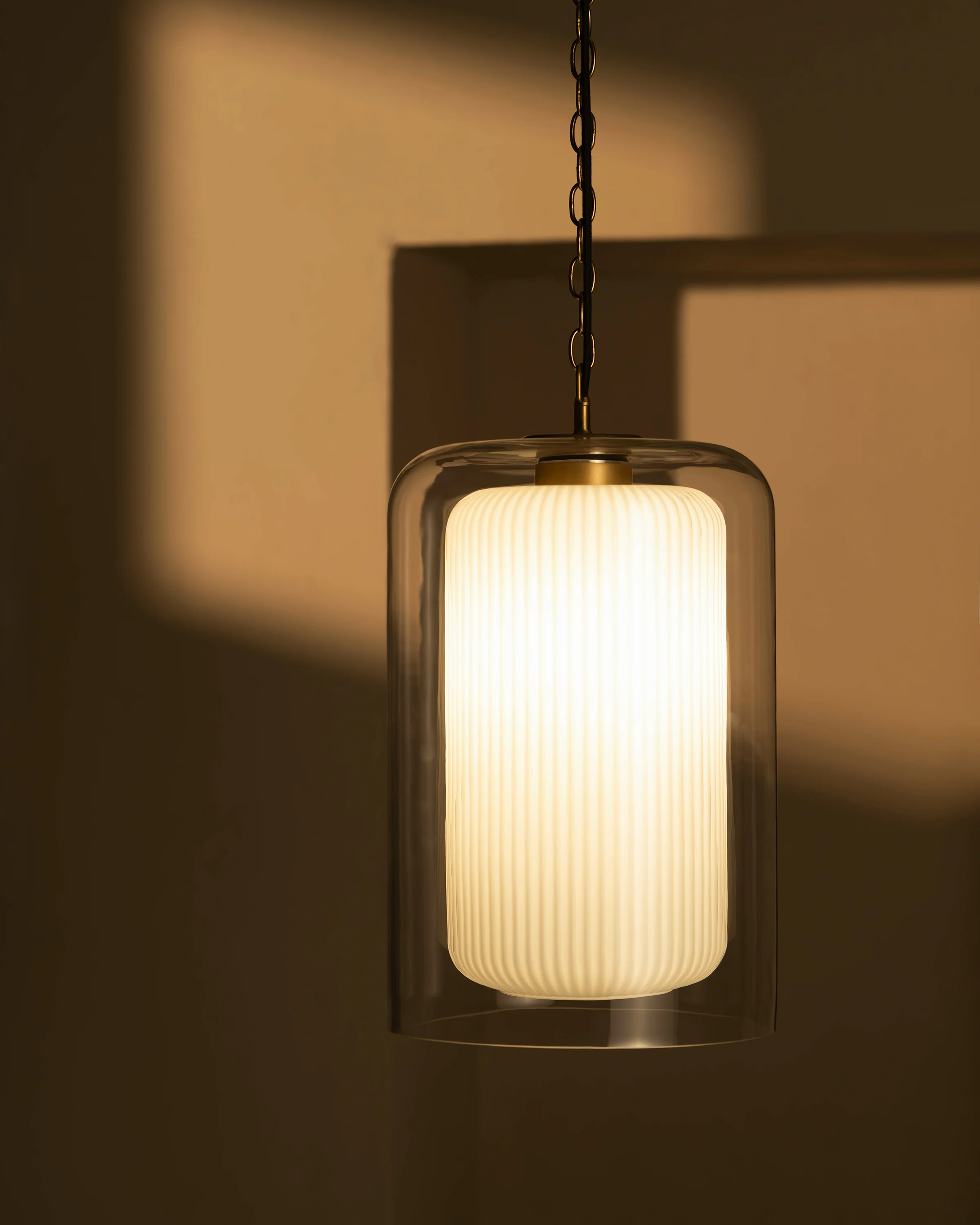 Windsor Large Pendant Light Opal Glass - Antique Brass - Image 3