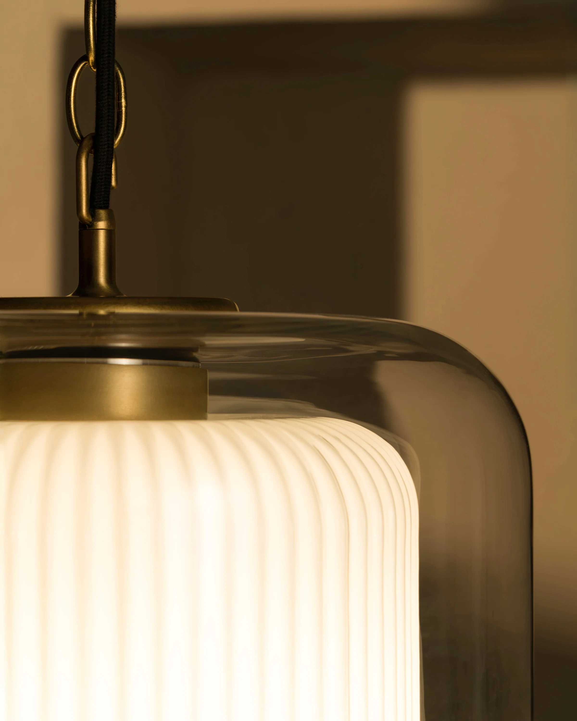 Windsor Large Pendant Light Opal Glass - Antique Brass - Image 4
