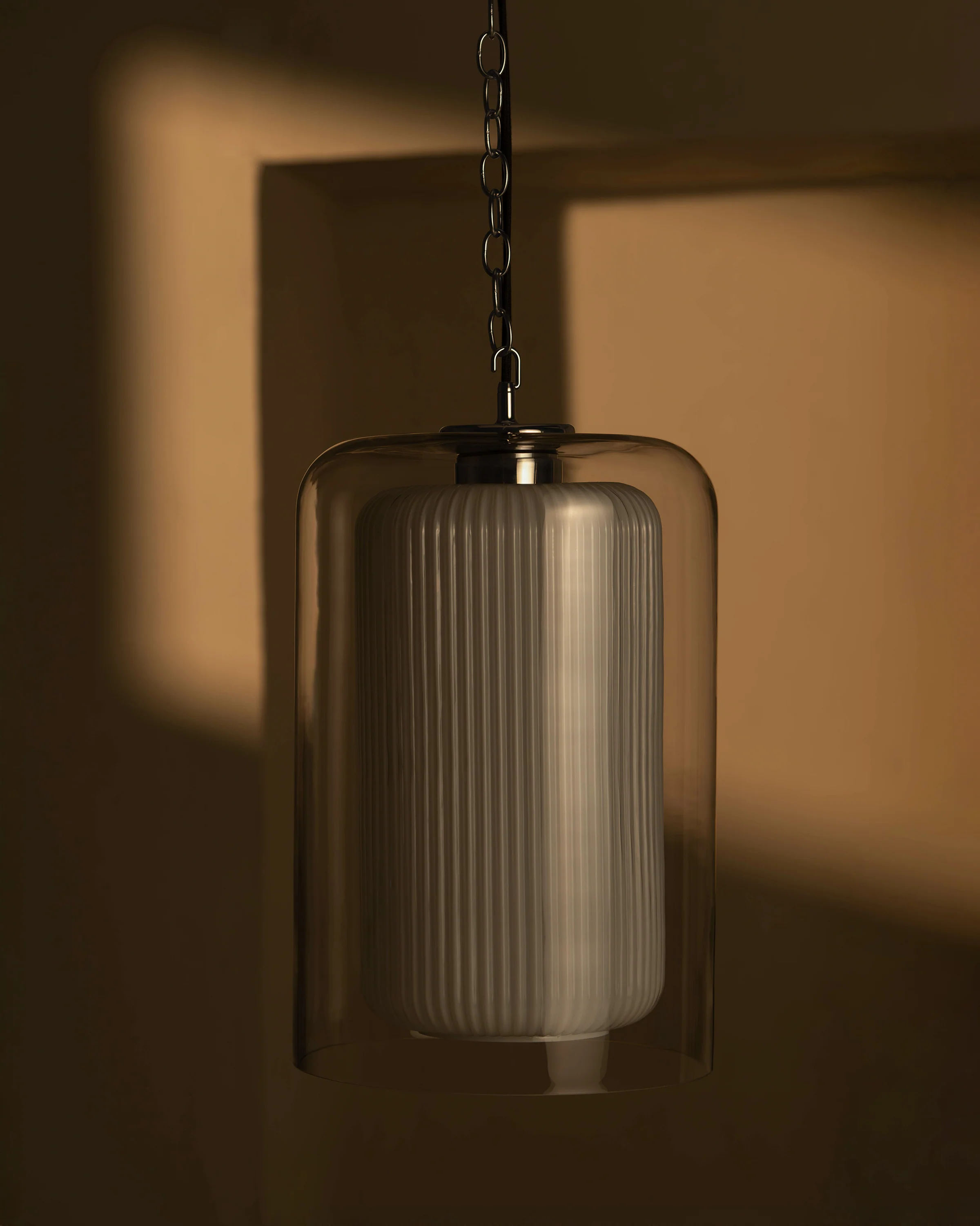 Windsor Large Pendant Light Opal Glass - Polished Nickel - Image 3