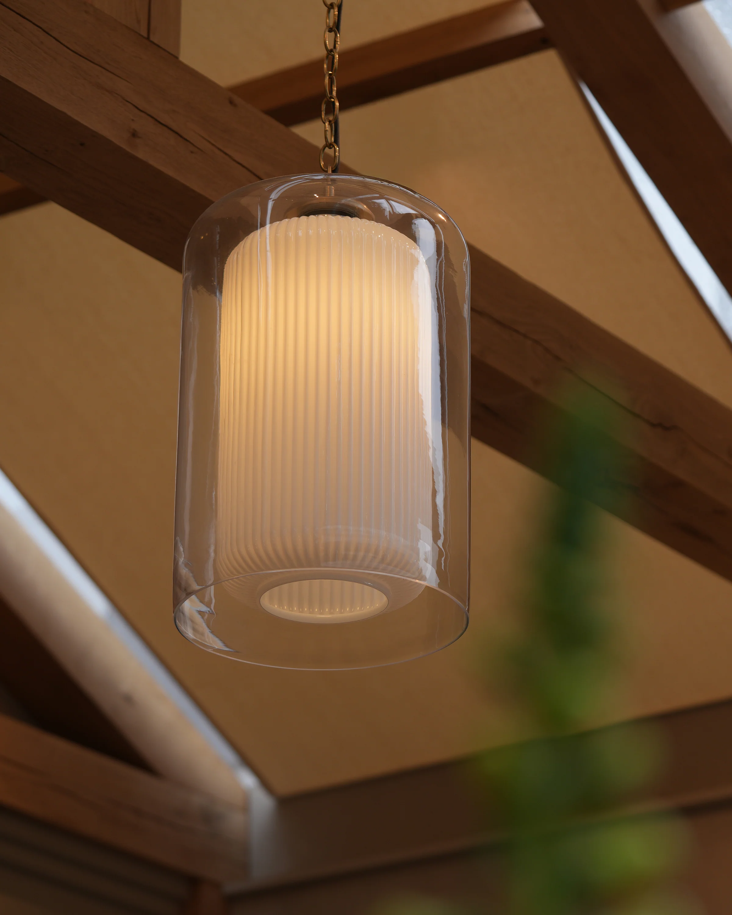 Windsor Medium Pendant Light Opal Glass - Antique Brass - Image 3