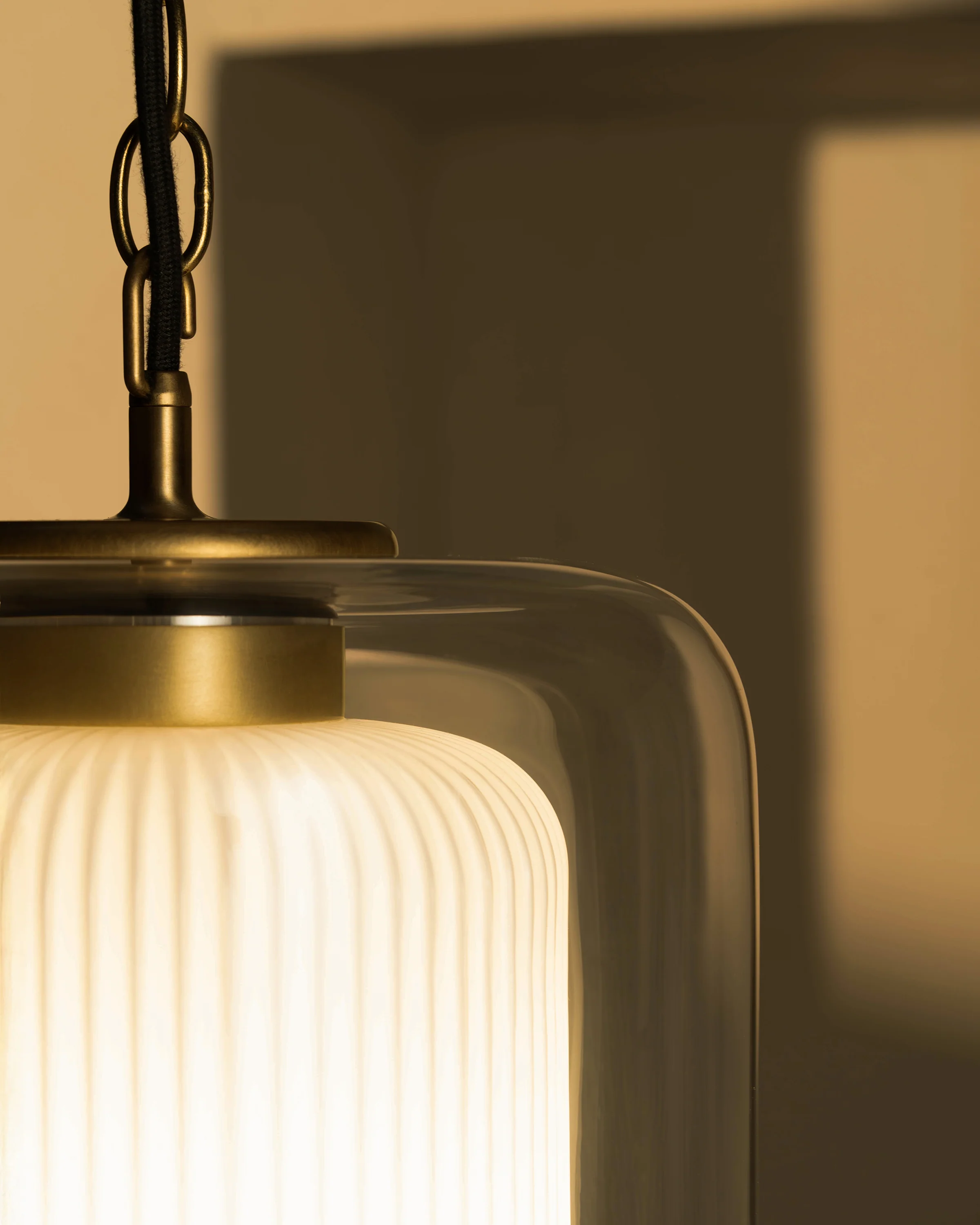 Windsor Medium Pendant Light Opal Glass - Antique Brass - Image 6
